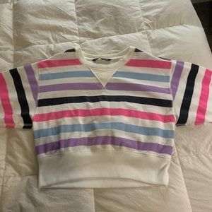 Cropped Striped Crewneck